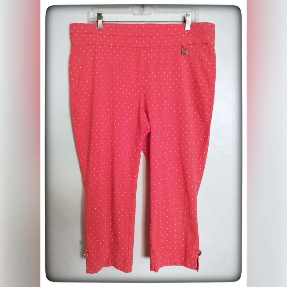 Rafaella Tangerine & White Polka Dot Capri Pants Sz 18